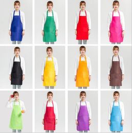 Multi-kleuren schort Solid Color Big Pocket Family Cook Cooking Home Bakreinigingsgereedschap slabbetje kunst