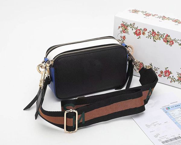 Bolso para cámara multicolor bolso de diseñador Bolso para mujer Bolsos para cámara instantánea Bolso bandolera para mujer Mujer Multicolor Doble cremallera superior Partición interior Todo negro extraíble