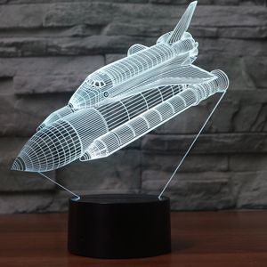 Multi-colour verandering LED-lamp 3D illusie LED-ruimte vliegtuiglamp met bureaulichtlamp Nieuwheid Nachtlicht #R45