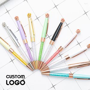 Multi Color Crown Metal Ball Point Pen Custom Logo Gepersonaliseerd Canve Naam Luxe verjaardag cadeau kantoor Stationery School Supplie