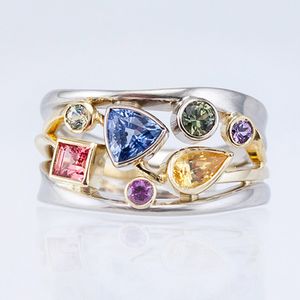 Multi Color Geometrische Diamond Ring Zirkoon Engagement Trouwringen voor Dames Mode-sieraden Will en Sandy Gift