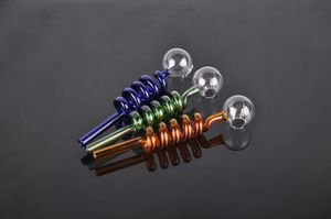 Multi-Color Glass Pipe Helix Coil Mini Roken Hand Pijpen Gebogen Handvat Waterleidingen Oliebrander