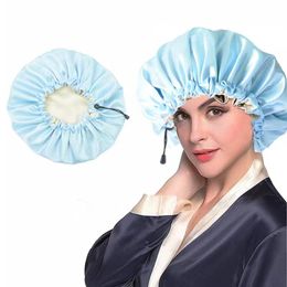 Mélange de cheveux multicolores bonnet de nuit double couche mise à niveau bonnet de douche soyeux réglable pour dames bonnet de douche double usage bonnet de chimiothérapie bonnet de nuit livraison rapide