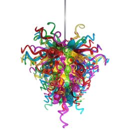 Lustre en verre soufflé à la main multicolore lumière décoration de la maison LED Source de lumière lampes suspendues de Style Murano