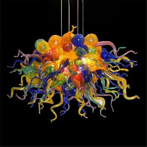 Lampes de lustre en verre soufflé de Murano faites à la main multicolores Lampes décoratives de plafond colorées de luxe 110-240v 32 par 24 pouces Éclairage suspendu d'art moderne