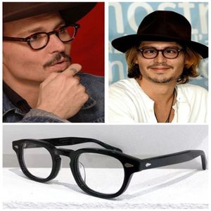 Meerkleurige Johnny Depp retro-vintage zonnebril Frame gewone bril Cart-Carvd 49 46 44 Geïmporteerde plank ronde volledige rand voor Prescrip354F
