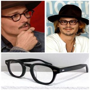 Meerkleurige Johnny Depp retro-vintage zonnebril Frame gewone bril Cart-Carvd 49 46 44 Geïmporteerde plank ronde volledige rand voor Prescrip185J