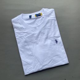 Meerkleurig T-shirt met korte mouwen voor heren, ponylabel, geborduurd, eenvoudig, casual, ronde hals, katoen, gewassen en geborsteld, zacht, heren met halve mouwen