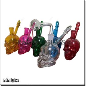 Mini bong de vidrio multicolor con forma de calavera, cachimbas creativas, pipa de agua, mini burbujeador, plataformas DAB para fumar