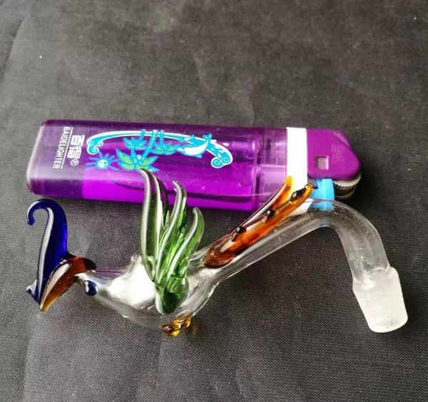 Accessoires de bangs en verre pots Phoenix multicolores ﾠ, Pipe colorée fumant des tuyaux en verre incurvés tuyaux de brûleur à mazout conduites d'eau Dab Rig verre B