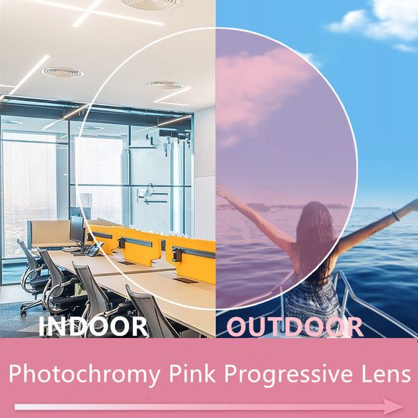 Mehrfarbige Photochromie im Inneren eines progressiven Multifokus-Glases für verschreibungspflichtige Sonnenbrillen UV400 HMC EMI Hi-Index für die vollständige Montage aller Arten von optischen Rahmen