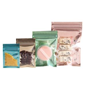 Sac Mylar refermable multicolore, sacs de stockage des aliments, sac d'emballage en plastique, pochettes un côté transparent Bibsu