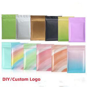 Venta al por mayor, bolsa de Mylar con cremallera resellable multicolor, bolsas de papel de aluminio para almacenamiento de alimentos, bolsas de embalaje de plástico, bolsas a prueba de olores, 100 Uds.