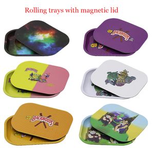 Multi-color Rolling Tray Met Magnetische Deksel Deksel BACKWOODS Rolling Trays Set Metalen Pallet Asbak AC159