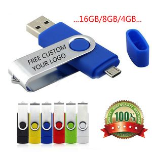 Multi-Color Rotate OTG Telefoon USB Flash Card 16 GB USB Flash Drive Kleur Rotary Pen Drive Memory Stick 8 GB USB Pendrive 4 GB aangepast kunstwerk