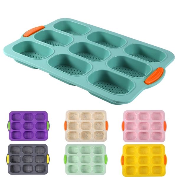 Multi couleur Silicone 9 grille ovale Baguette moule français bricolage chignon plateau de cuisson antiadhésif outils accessoires 220721