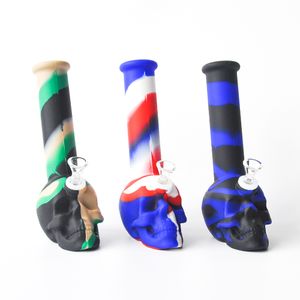 Multi Couleur Silicone Crâne Bong 8,7 pouces Heigh Silicone Pipe À Eau En Verre Pipe À Eau En Silicone Plate-Forme Pétrolière DHL Livraison Gratuite