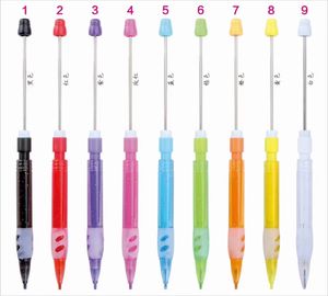 Multi Color Slim DIY Blank Bar Voeg siliconen Focal Beads Beadable vulpotlood toe Kinderbriefpapier Gepersonaliseerde 0,5 mm DIY Beaded Pen Beadable Propelling Pencil