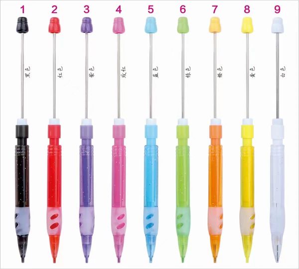 Barre vierge multicolore à faire soi-même, ajouter des perles focales en Silicone, crayon mécanique perlable, papeterie pour enfants, stylo perlé personnalisé de 0.5mm, crayon propulseur perlé