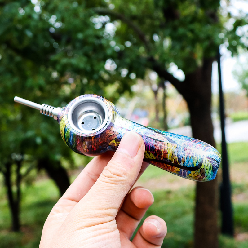 Multi Color Wax Oil Burner Titanium Spike Pipe Kit inquebrável com titânio dabber Dabber Ever Last Tobacoo Fumando tubos