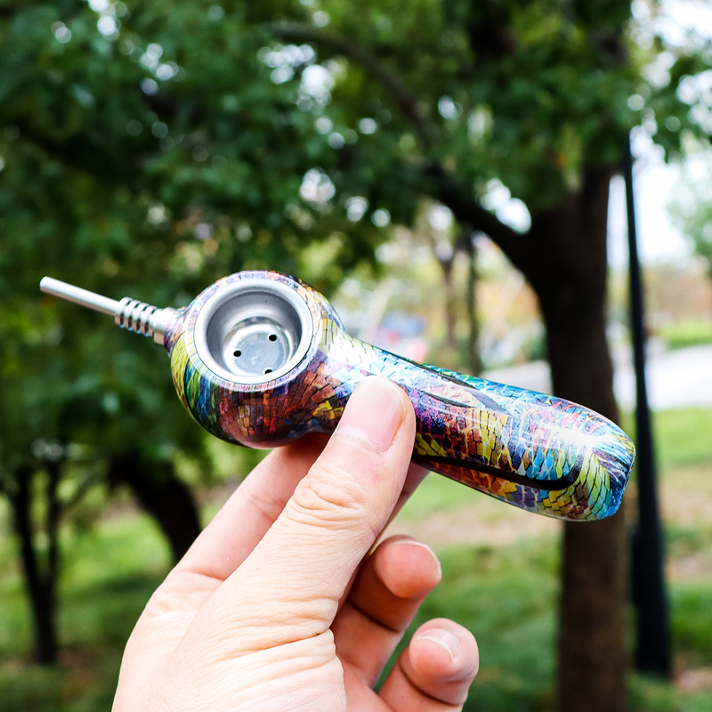 Multi Color Wax oil burner Titanium spike pipe unbreakable kit with Titanium Tip dabber ever last tobacoo smoking pipes