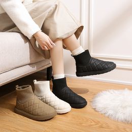Veelkleurige Fleece sokken schoenen vrouw wit zwart bruin lederen buitensporten snowboots color3