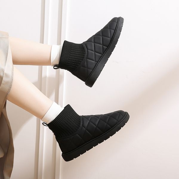 Chaussettes polaires multicolores chaussures femme blanc noir marron cuir coton bottes femme sports de plein air bottines
