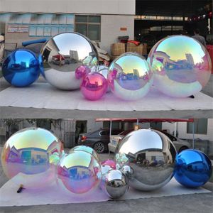 Bola de espejo inflable multicolores Bola de decoración de grandes eventos PVC Balls Disco Balls Shinny Sphere Gazing Greing Globe Mirror Ball 240403