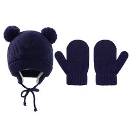 Multi Colors Baby Kid Winter Warm Hat Handschoenen Effen Kleur Beanie Crochet Leuke Hoeden Pas Born Cap Baby, Kinderheid 0-3t