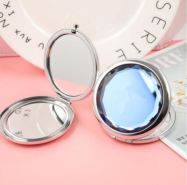 Multi-colores Regalos personalizados Espejos compactos plegables de doble cara publicidad portátil maquillaje de metal de cristal pequeño espejo envío gratis 10pcs