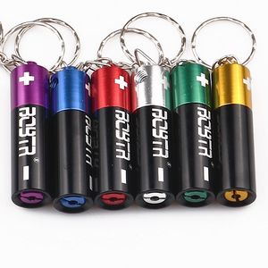 Multi kleuren metalen mini-rookpijpen Batterijvorm met sleutelhanger Afneembare sigarettenhand Tabaksfilterpijp Verwijderbare sleutelgespring Vaders met displaydoos