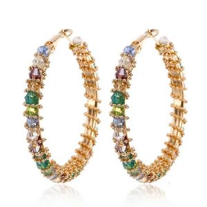 Multi Crystal Large Gold Hoop Oorbellen Voor Vrouwen Grote Hoop Oorbellen Sterling Zilver 925 Bruiloft Party Verjaardagscadeau