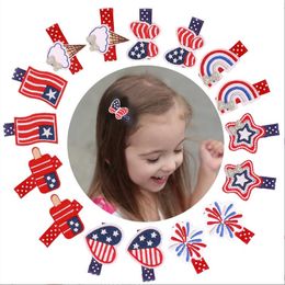 Multi Design ongeveer 4 ~ 5 cm Girl Hair Bows Stars Flag Barrettes USA Independence Day Hair Clips Accessoire