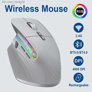Multi-Device Wireless Mouse Bluetooth 5.0 3.0 Mouse 2.4G Wireless Portable Optical Mouse Ergonomic Right Hand Computer Mice Q230825