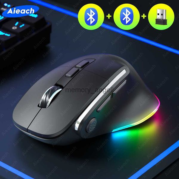 Souris de performance sans fil multi-appareils Souris USB Bluetooth Souris ergonomique rechargeable rétro-éclairée pour Mac / PC / Tablette / iPad / Ordinateur portable HKD230825