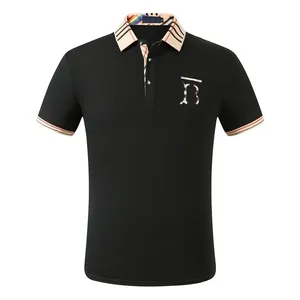 Multi-borduurpoloshirts Herenmodeontwerp Geribbelde mouwen Zoom Stretchpolo's Top Heren