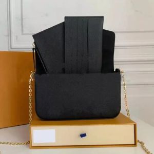 Multi Felicie Pochette tas M61276 luxe kettingtassen portemonnee favoriete accessoires dames Crossbody Portemonnee Messenger bags designer schoudertas Leer 3 stks/set met doos