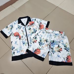 Multi-flower motif imprimer shortpant shirts Set Men Summer Women Women Hawaii Beach Holiday Surf Suit 240429
