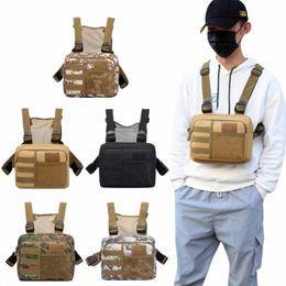 Multi-Functi Tactische Vest Unisex Borst Rig Tas Fi Mannen Hiphop Streetwear Borst Zakken Waterdichte Oxford Sport rugzak L70C #