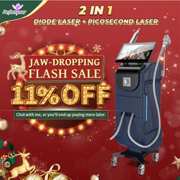 Multifunctionele 2-in-1 professionele ontharing Schoonheidsapparatuur Diodelaser Tattoo Pigmentverwijderingsmachine Picosecond-laserapparaat 4500w