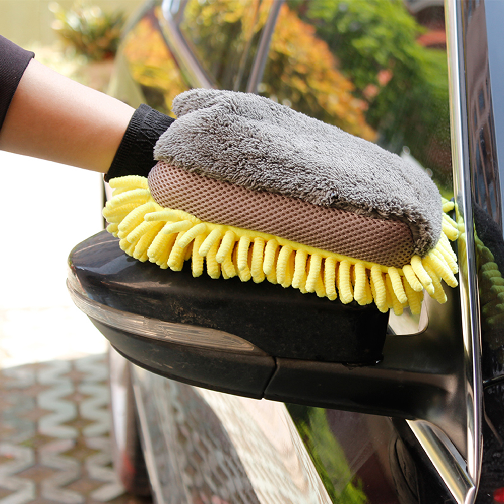 1台の車の洗浄手袋車のクリーニングワックスディテールブラシマイクロファイバーシェニールオートケア防水カースタイル