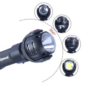 Multifunctionele 360 ​​ﾰ Roterende kopkobbaklampen Torches XML T6 Strong licht Lange schot Helderste zaklamp Reparatie Lichten Camping Hiking Hunting Lamp