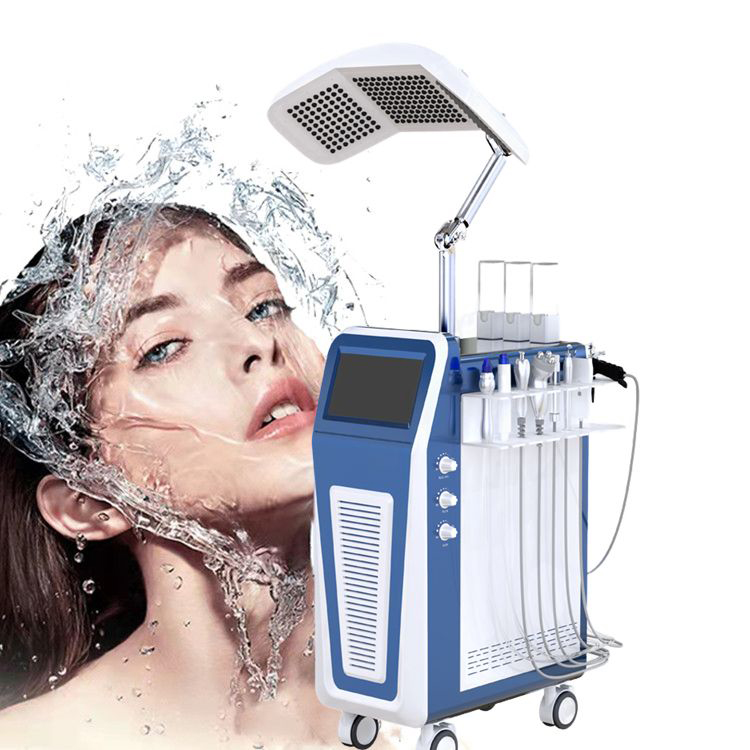 Machine à jet d'eau haute pression multifonction 9 en 1 pour le rajeunissement de la dermabrasion par peeling à l'oxygène de la peau du visage