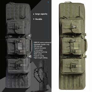 Sacs multifonctions Étui à fusil à double fusil tactique Chasse Tir Sac à dos de rangement pour fusil de chasse rembourré Sac de rangement pour pistolet et magazines 95 cm / 116 cm HKD230627