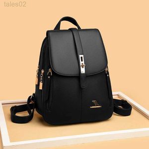 Multifunctionele tassen Winter 2023 Leer Backpack Fashion Shoulder Bag Travel Mochilas School YQ240407