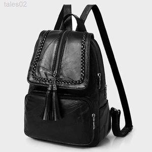 Sacs multifonctionnelles Femme Pu Leather Sac à dos École classique Black Imperproof Travel Multifonctional Bag YQ240407