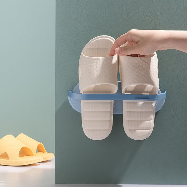 Estante multifunción, organizador de almacenamiento de zapatos de baño, sin perforaciones, zapatos colgantes de puerta de plástico, estante de cocina para habitación