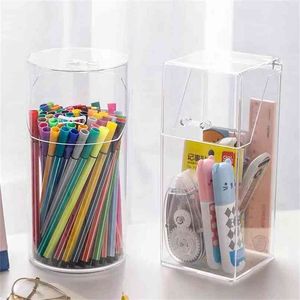 Multifunctionele Desktop Organizer Briefpapier Opbergdoos Make-up Organizer Office Pen Houder Borstel Transparante Acryl Plank 210922