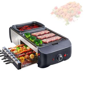 Multifunctionele Elektrische Hot Pot Rookloze Non-stick Barbecue Machine Thuis Multifunctionele Fornuis Elektrische Bbq Grill en Bakplaat