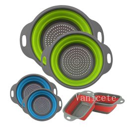 Passoires pliables multifonctions en Silicone, panier de lavage de fruits et légumes avec poignée, paniers filtrants pliables, outils de cuisine, bassin de nettoyage T9I002457